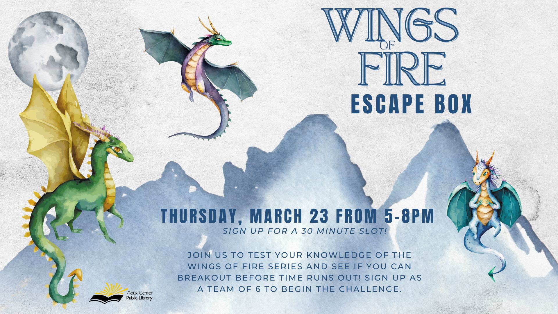 Wings of Fire Escape Box Session 1 Sioux Center Public Library